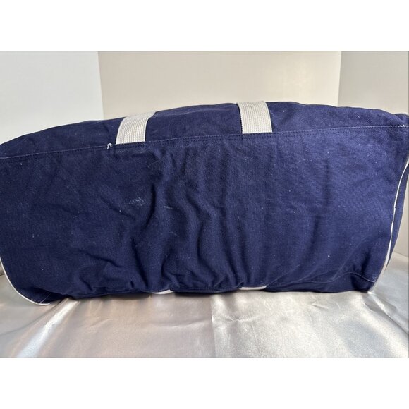 Ralph Lauren Vintage Navy Blue Canvas Duffel Bag White Straps & Embroidered Roya - Picture 6 of 10